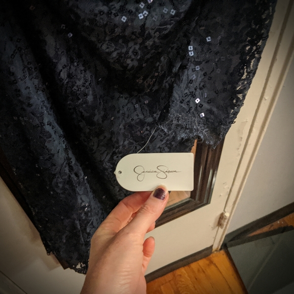 Jessica Simpson navy one shoulder sequin dress - Picture 6 of 6